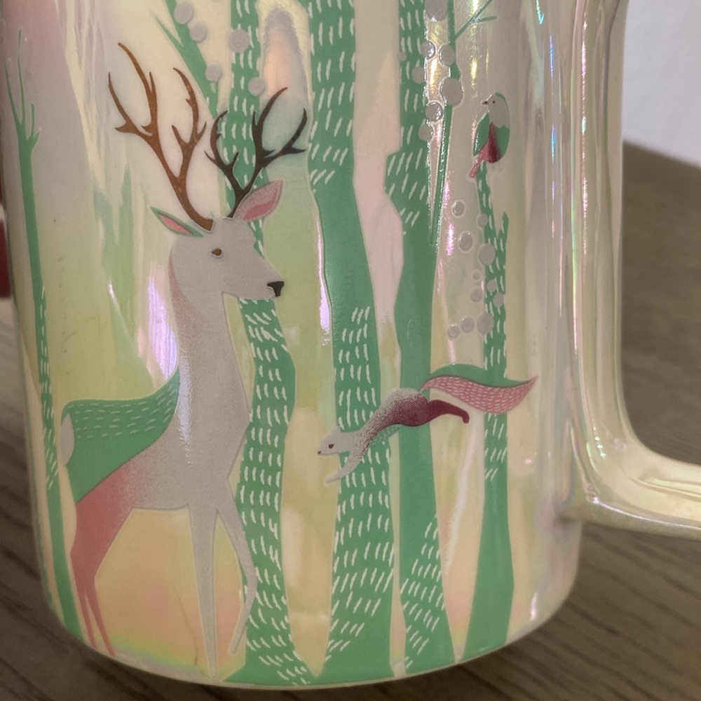 Starbucks Iridescent Deer Forest Christmas Holiday Ceramic Coffee Tea Mug 14 oz - Picture 6 of 7